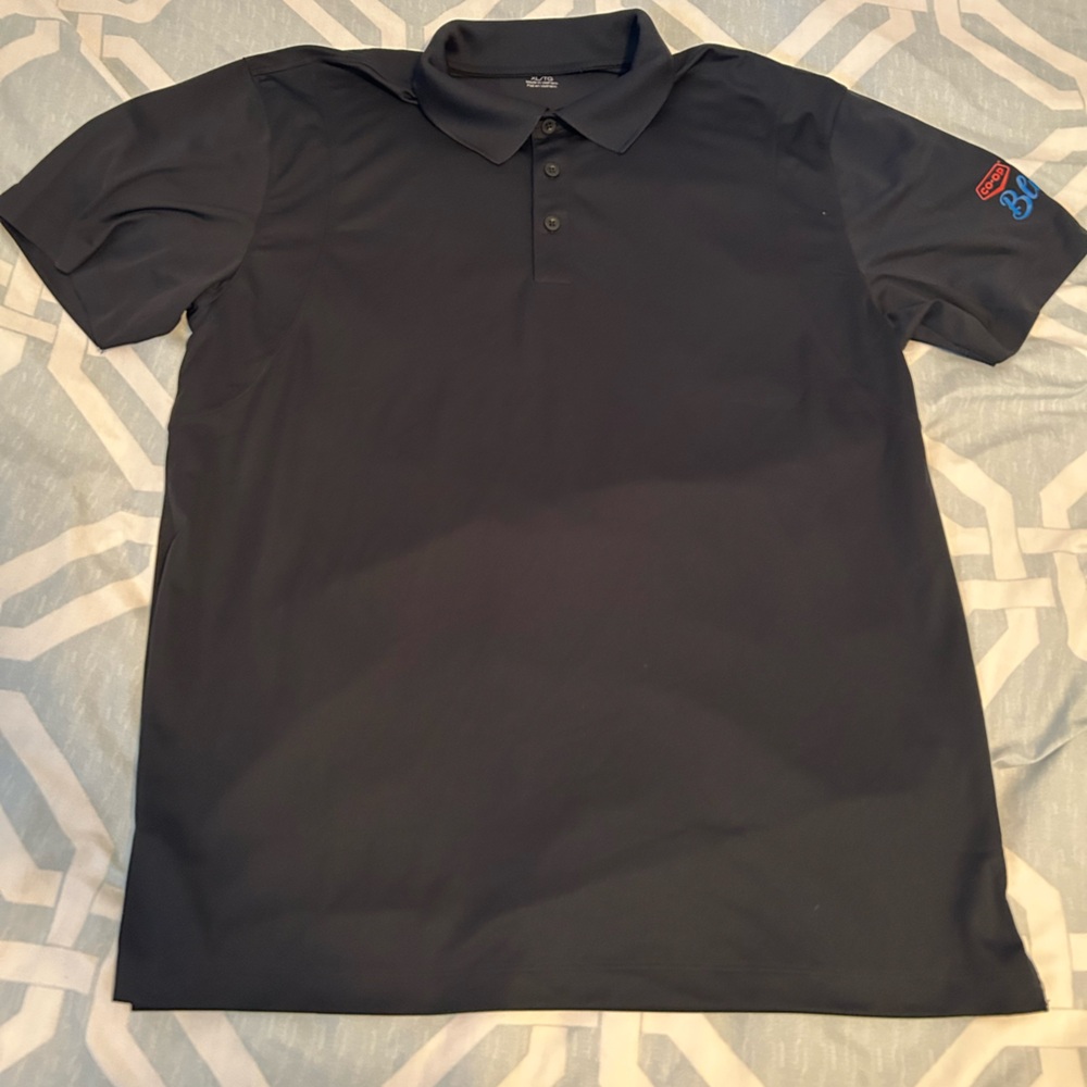 Men's Black Polo Shirt with Embroidered Sleeve Logo